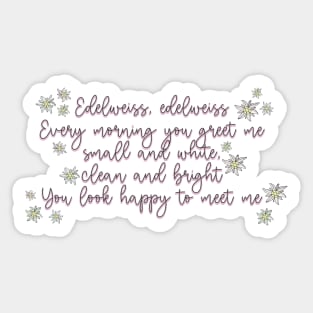 Sound of Music Edelweiss Lyrics Sticker